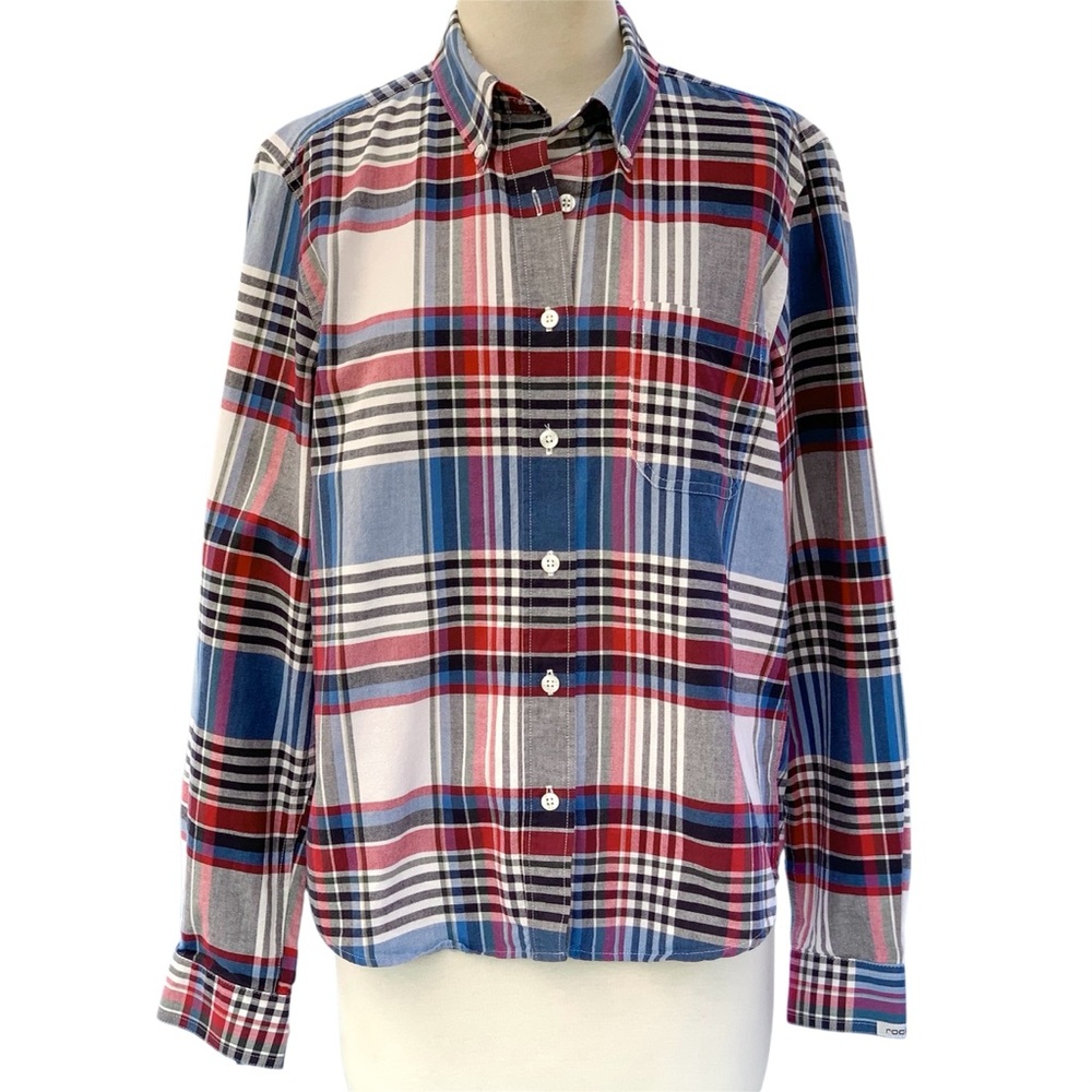 Rockies Red White & Blue Plaid Long Sleeve Button Down Western Shirt Women’s Med